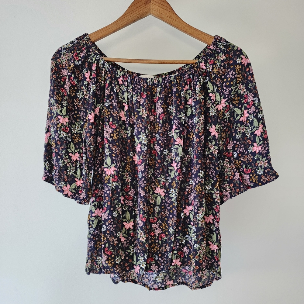 Loft Floral Flowy Boho Blouse Shirt